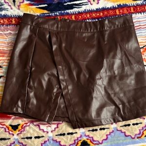 Brown Faux Leather Mini Skirt